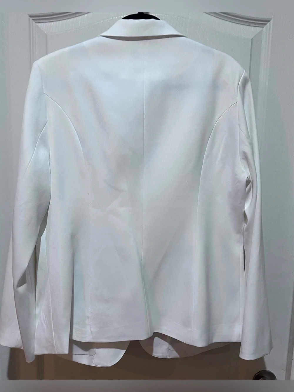 Upcycled Designer-Inspired White Embellished Patch Blazer size L - Picture 3 of 5